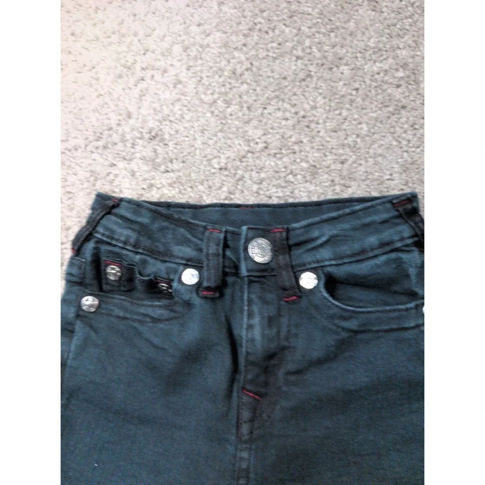 True Religion Boys Skinny Jeans Dark Wash Red Contrast‎ Stitch Size M 5/6